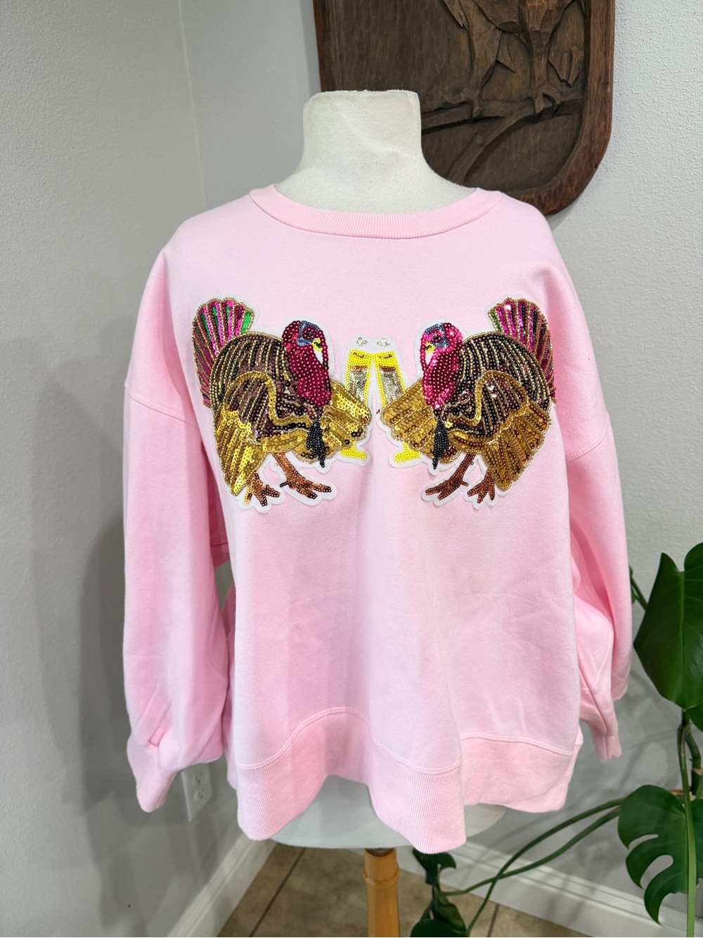 Judith March Sequin Turkey Cheers Sweatshirt XL